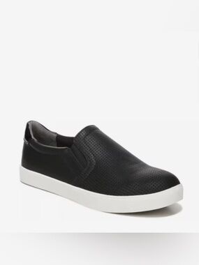 NWOT Dr. Scholl's Black Perforated Slip-On Sneaker with White Sole